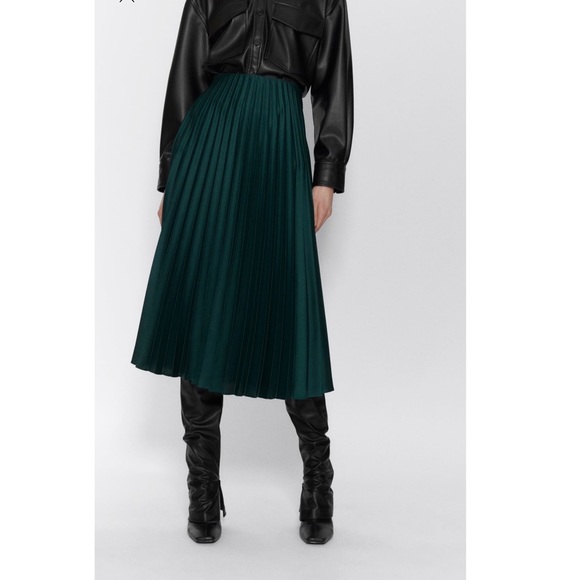 Zara pleated satin effect skirt Clearance